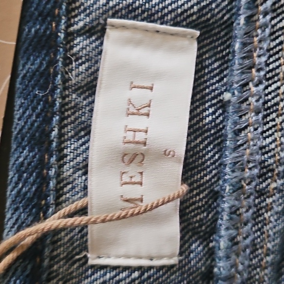 New W Tag MESHKI Baker Off-Shoulder Dark Denim Mini Dress Size Small - Picture 11 of 13